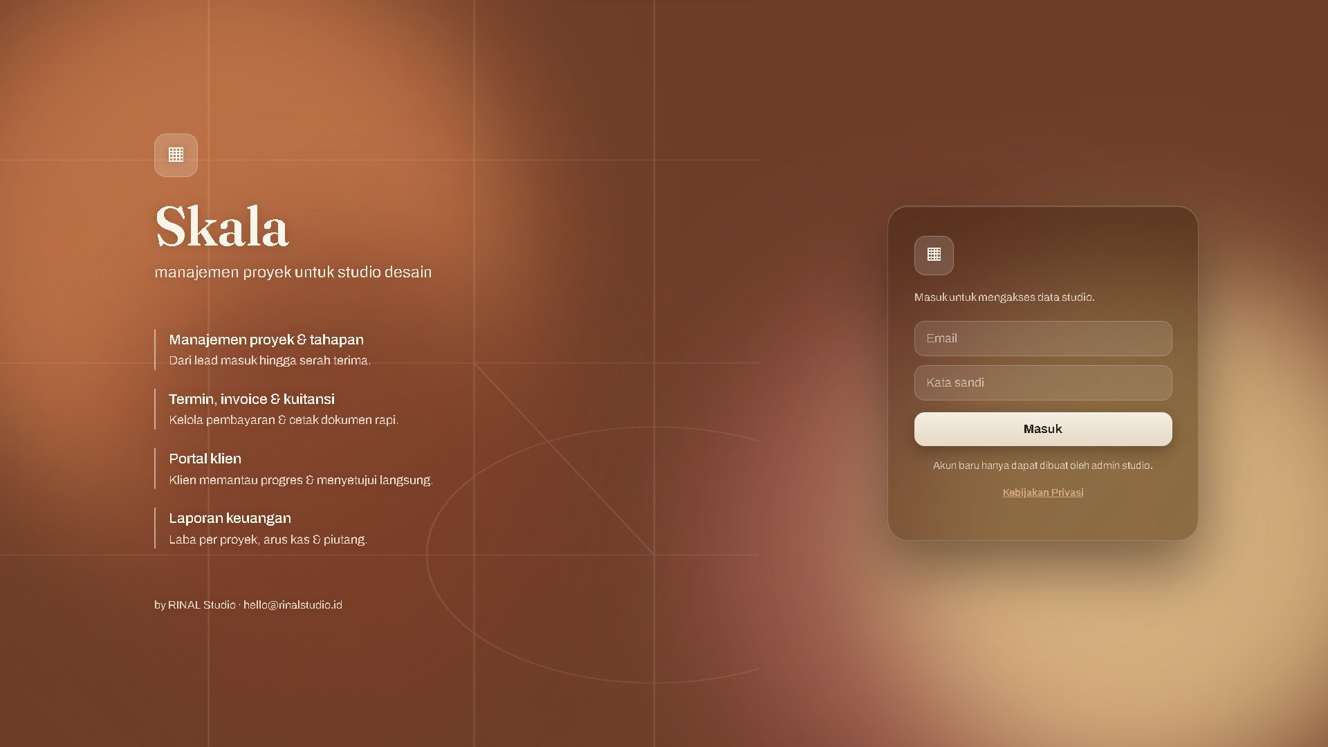 Tampilan Login Skala